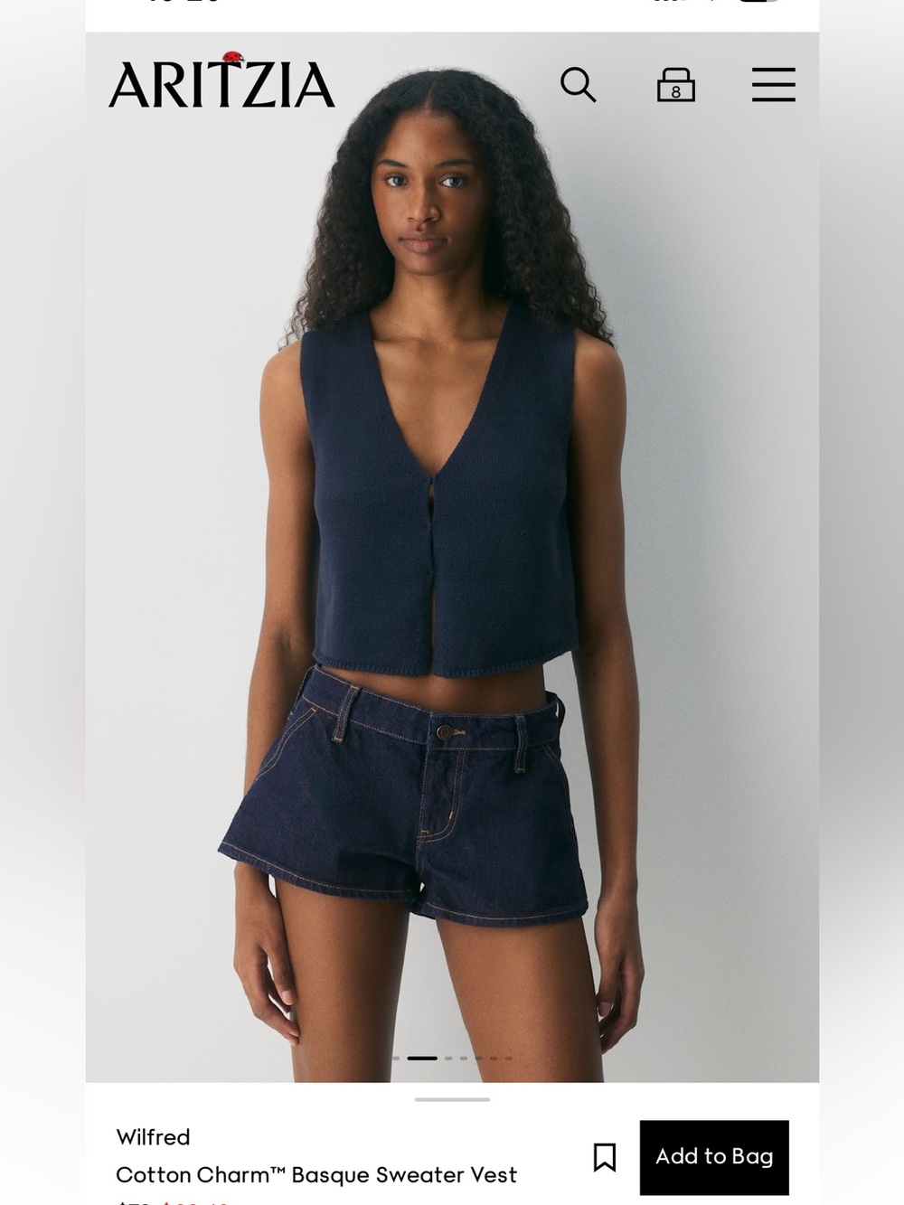 Wilfred Basque vest top in cotton size S